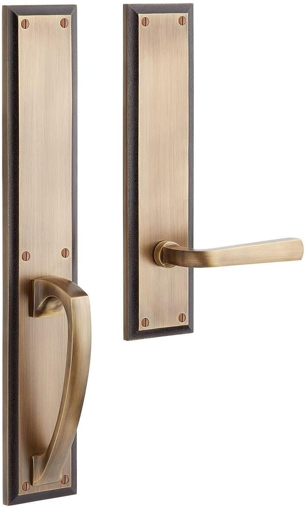 Signature Hardware 479309 Aurick Left Handed Solid Brass Dummy Door Lever Set