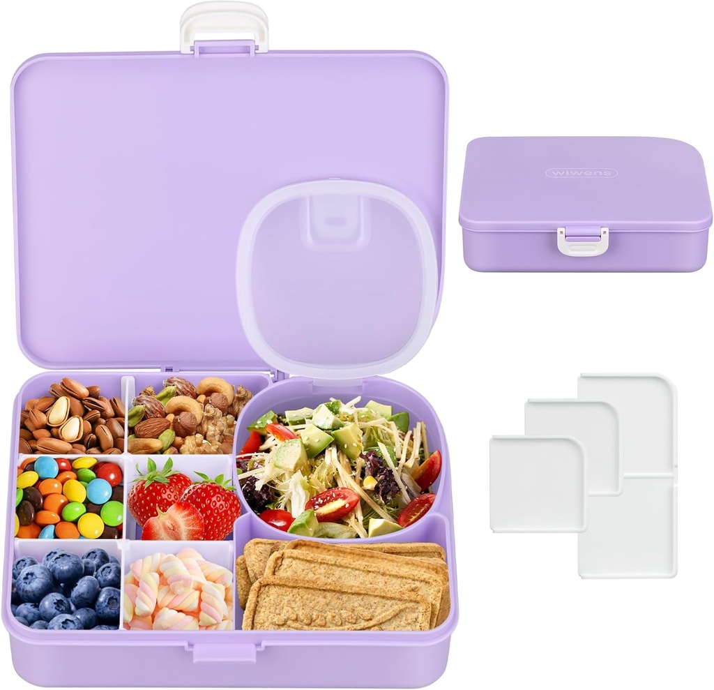 Snack Box Container for Kids Adults Reusable Snackle Box with Adjustable Dividers Airtight Snack Organizer with Compartents Toddler Bento Lunch Box Leak Proof for Office,School,Travel,Outdoor