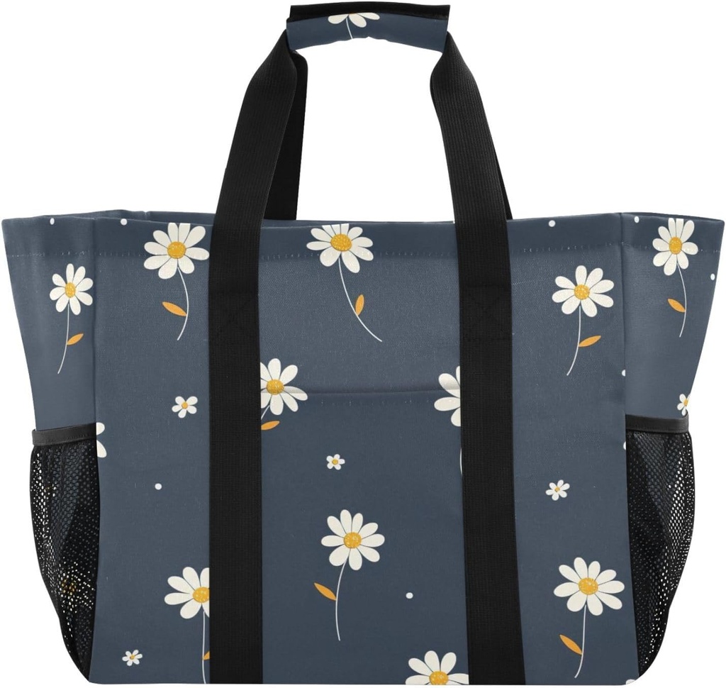 Beautiful Flowers Waterproof Tote Bag,Multi-Purpose Kitchen Reusable Grocery Bags, Travel, Beach & Laundry Organizer 15.4 X 9.8 X 12.8 inch
