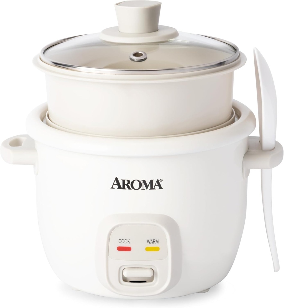 AROMA® CoreCoat Rice Cooker with Pop-Up Food Steaming Basket (4 Cups Cooked, 2 Cups Uncooked)