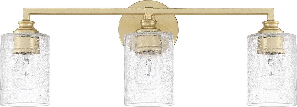 Capital Lighting 120531CG-422 Milan Iced Glass Bath Vanity Wall Mount, 3-Light 300 Total Watts, 9" H x 23" W, Capital Gold