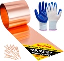 Copper Flashing - 24 Gauge (0.02'/0.5mm) Thickness, 2in x 10ft, ASTM B152 99.95%+ Pure - Copper Roll for DIY & Contractor