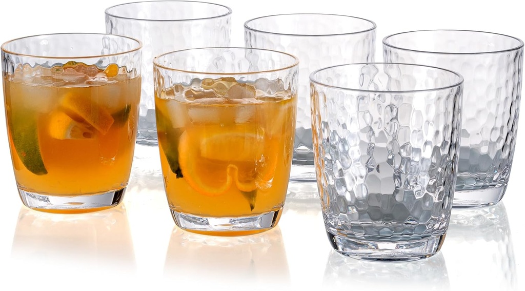 KOXIN-KARLU Hammered 15-ounce Plastic Tumbler Acrylic Glasses, set of 6 Clear