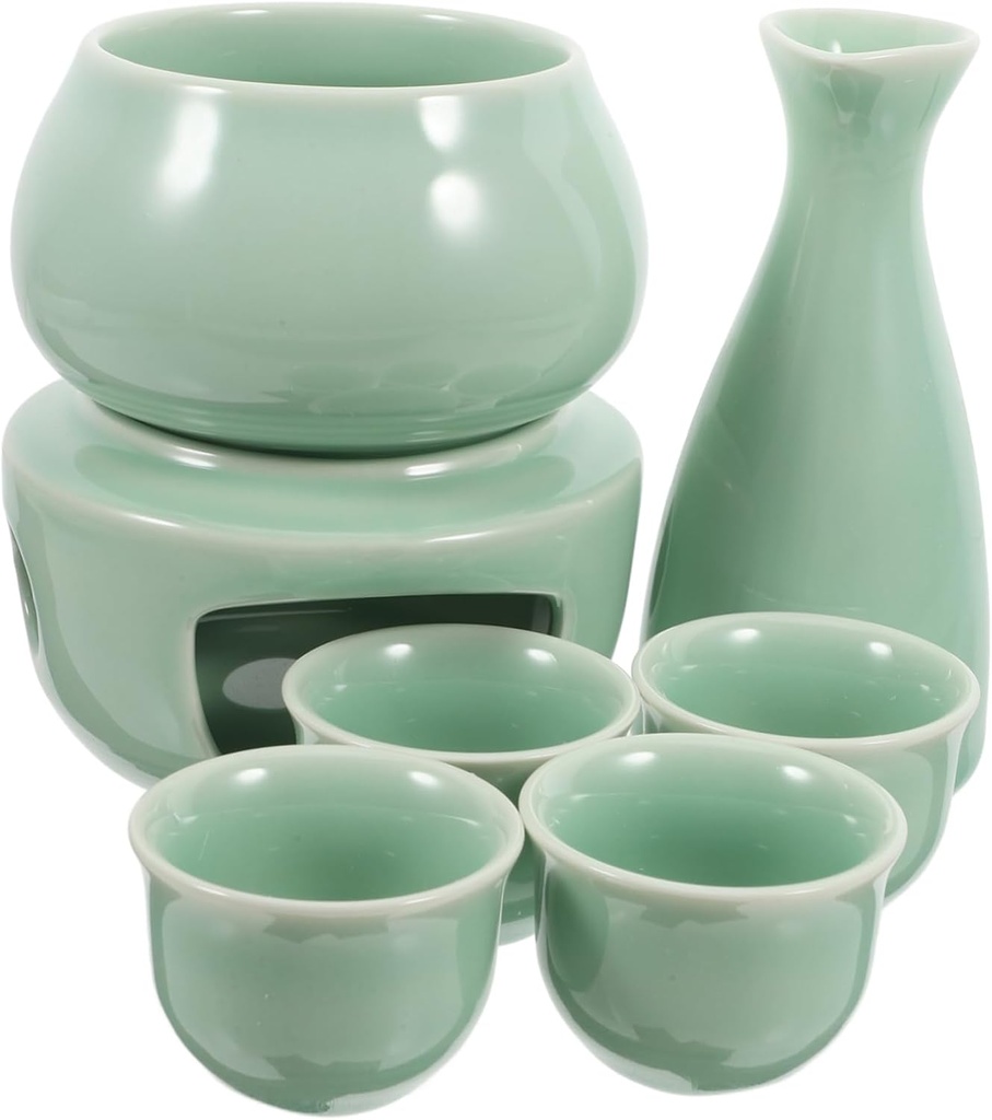 Japanese Style Ceramic Sake Kettle Set Cups Liquor Warmer for Home Gatherings Safe