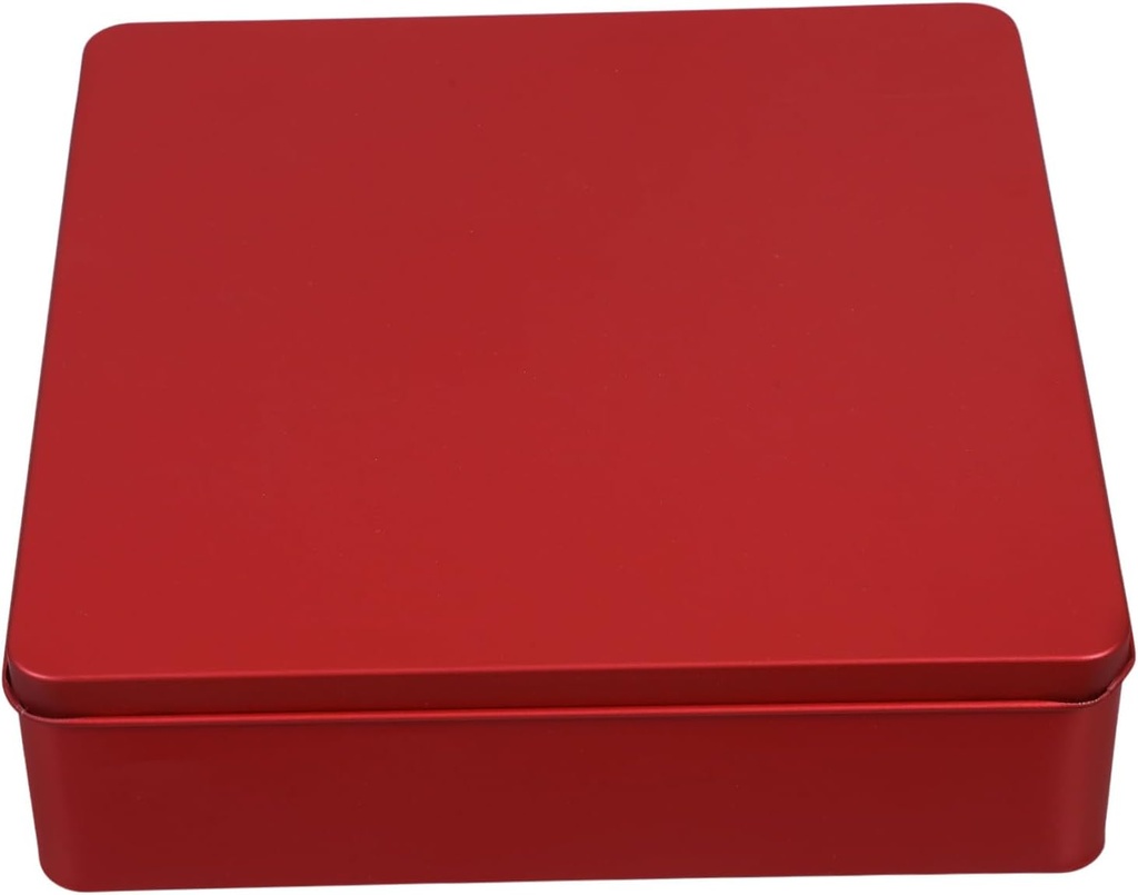 GLEAVI Square Red Tinplate Storage Box Cookie Candy Container Reusable Decorative Tin for Wedding Birthday Party Packaging and Home Organization