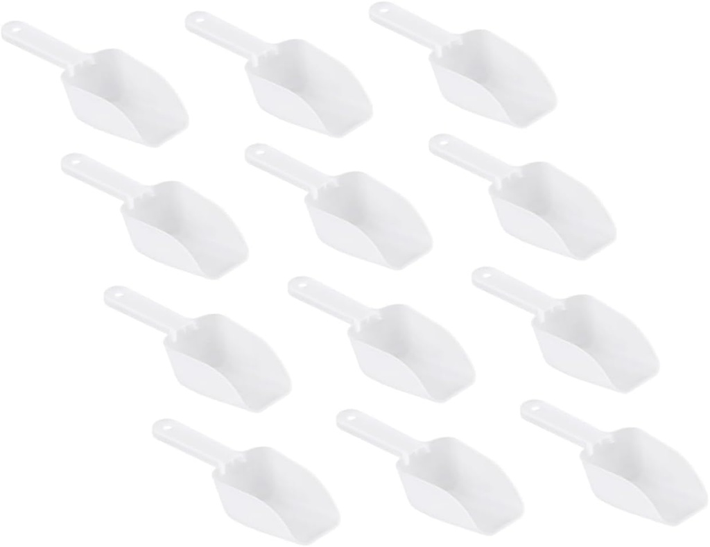 Ciieeo 12Pcs Reusable Kitchen Scoop Multifunctional Ice and Food Shovel for Crushed Ice Candy Flour Nuts Beans Ergonomic Design Easy to Clean Transparent