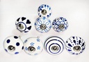 ATCUSA Set of 8 Dessert Flower Handmade Knob Cabinet Cupboard Door Dresser Wardrobe Drawer Pull for Bathroom | Bedroom | Office | Kitchen Handmade Ceramic Knobs | (Blue)