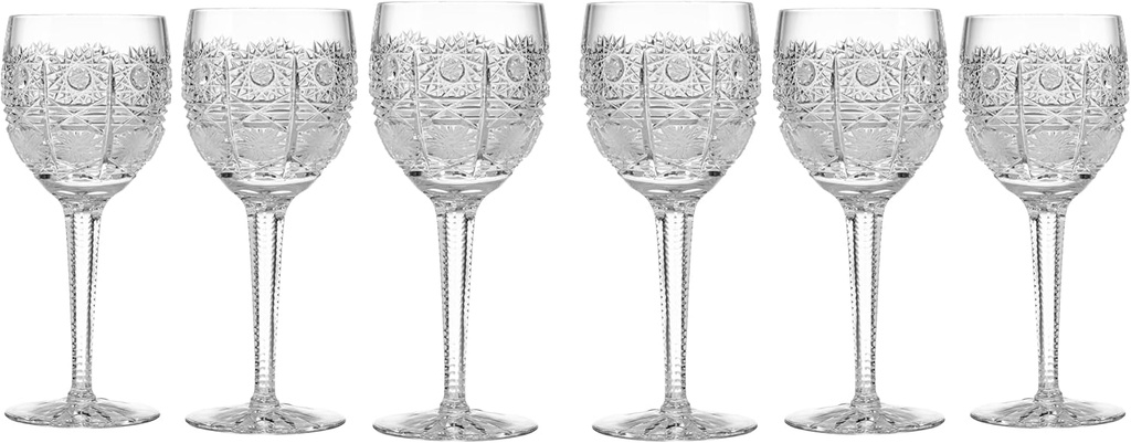 Bohemian Crystal 4½ oz (135 ml) Wine Glass Set of 6, Czech Crystal, for Red and White Wine