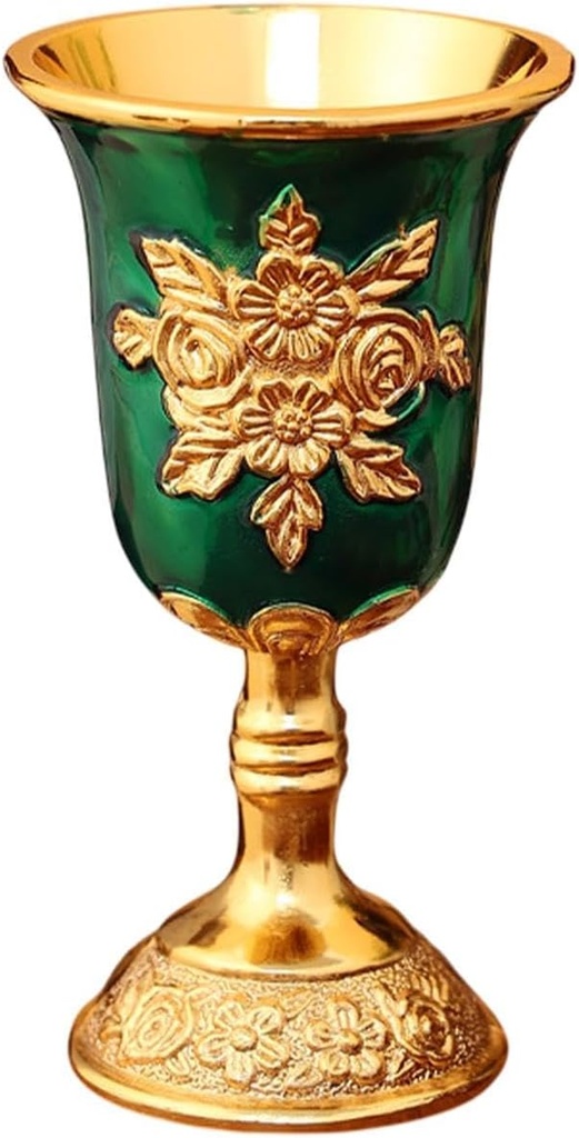 European Wine Goblet Gold Goblet Cup Creative Retro Gifts Small Metal Wine Cup Goblet Wine Glass Cup, for Anniversary Decor, Green