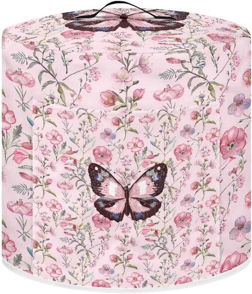 Flowers Butterflies Kitchen Utensil Dust Cover Portable Air Fryer Cover Easy to Remove Washable Lid Cover Suitable for 3-Quart Pressure Cooker Crock Pot