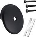 Single Hole Bathtub Overflow Drain Cover, Bathtub Drain Plate Overflow Cover with Screw Low Noise Thick Face Plate Tub Trim Kit(Matte Black)