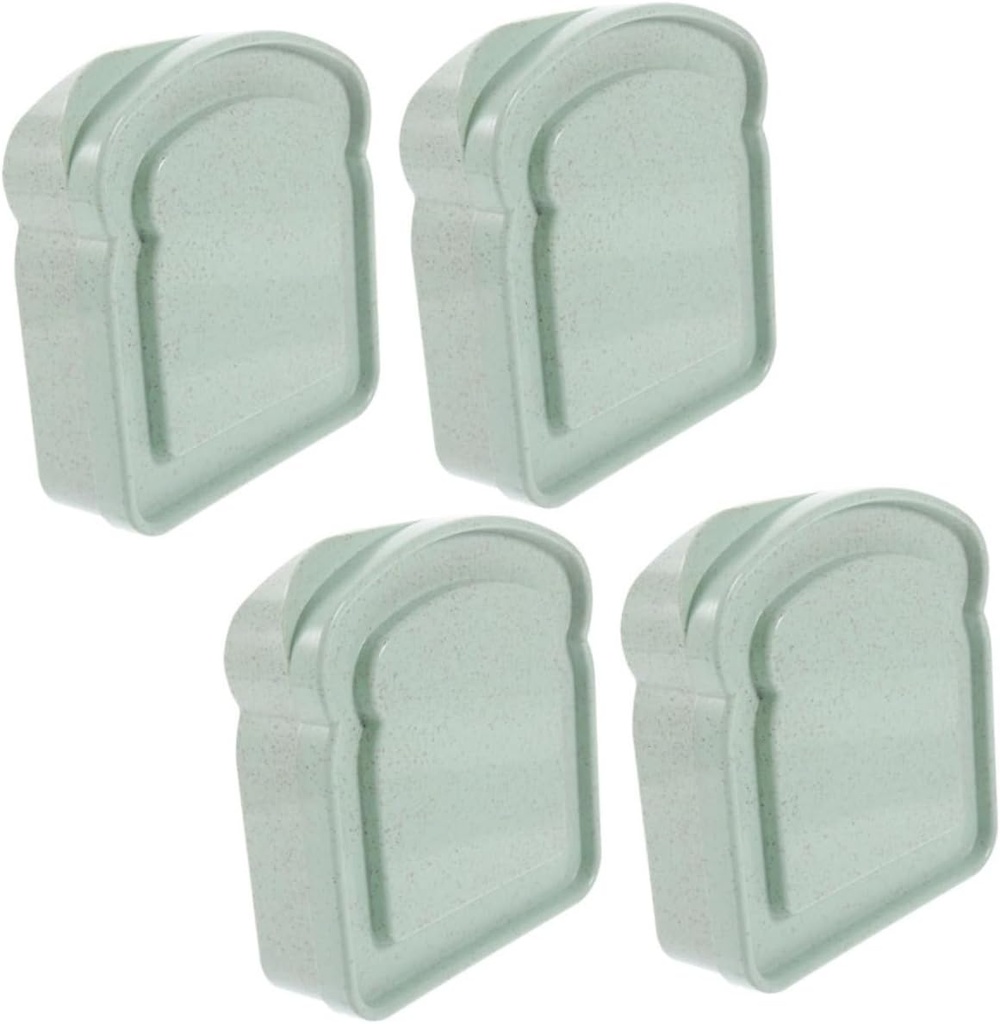 4pcs Sandwich Storage Containers with Lid Toast Shaped Bread Box Lightweight Lunch Box for Fruit Snacks and Sandwiches