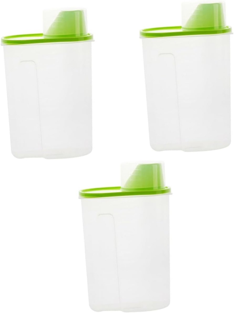 Alipis 3pcs Cereal Container Pour Spout and Measuring Cup Airtight Food Storage for Grains Rice Nuts and Sugar Large Green for Pantry Organization