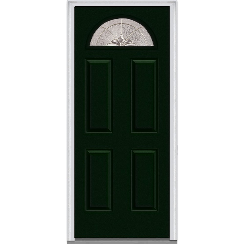 National Door Company ZZ04235L Steel, Hunter Green, Left Hand in-Swing, Exterior Prehung Door, Heirloom Master 1/4 Lite 4-Panel, 36"x80"