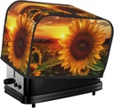 Sunflower And Sunset 2 Slice Toaster Covers Dustproof Splash-Proof Bread Machine Cover Fingerprint Protectors Small Washable Kitchen Appliance Cover Universal Size