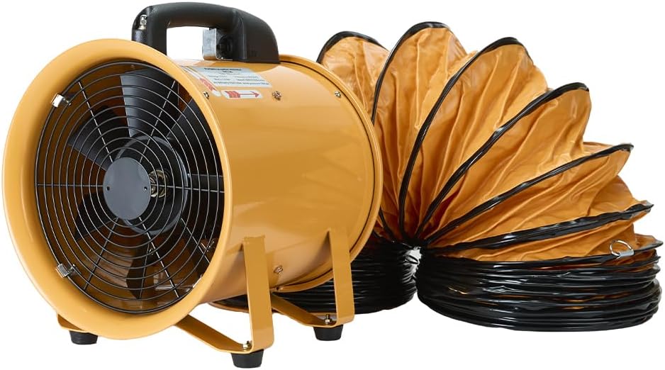 Utility Blower Fan 12 inch Ventilator Blower 3300RPM Extractor Fan Blower Industrial 3900 m3/h High Velocity Portable Ventilation Fan with 25 ft Flexible Duct Hose