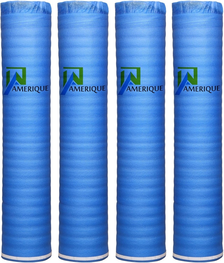 AMERIQUE 800SQFT 4TH Generation Blue 2MM Thick Flooring Underlayment Padding 3-in-1 Heavy Duty Foam with Tape & Vapor Barrier