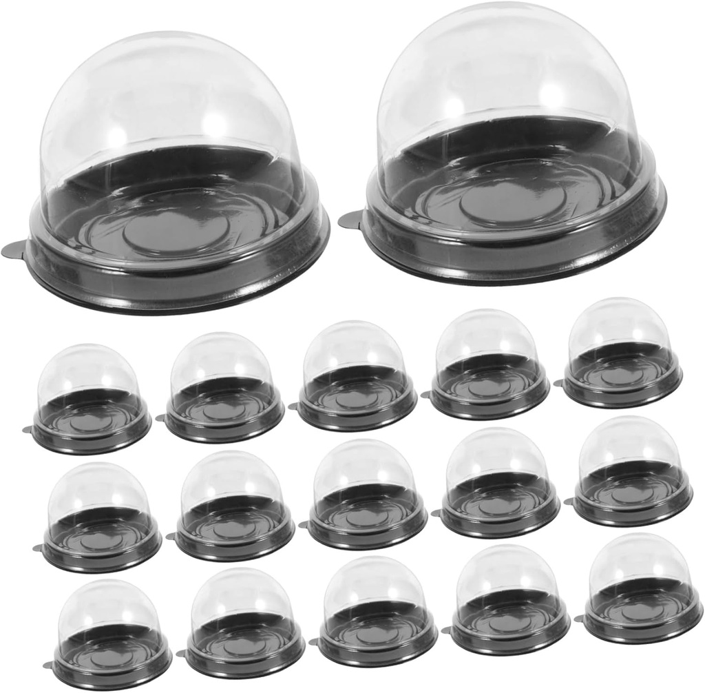 GLEAVI 50pcs Mini Cake Boxes with Transparent Dome Lid Cupcake Dessert Containers Lightweight Pet Pastry Holders for Bakery Party Home Use Easy Assembly and Storage