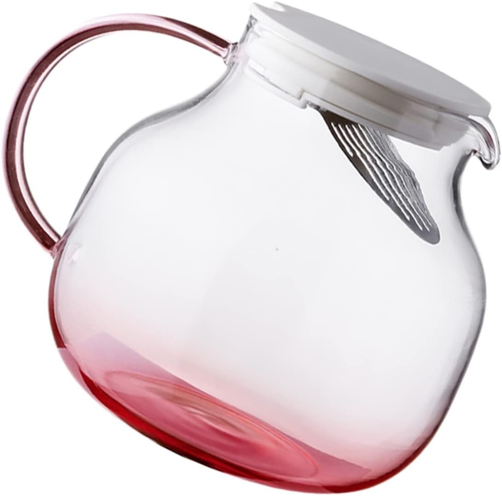 STOBAZA Large Capacity Glass Cold Water Kettle Multi-Functional Teapot Lid Heat-Resistant Household Water Pot for Iced Tea and Beverages