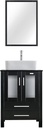 eclife 24" Modern Bathroom Vanity Sink Combo Freestanding Cabinet with Soft Closing Door, White Rectangle Ceramic Vessel Sink, Water Save Faucet, Drain (Black+T03)