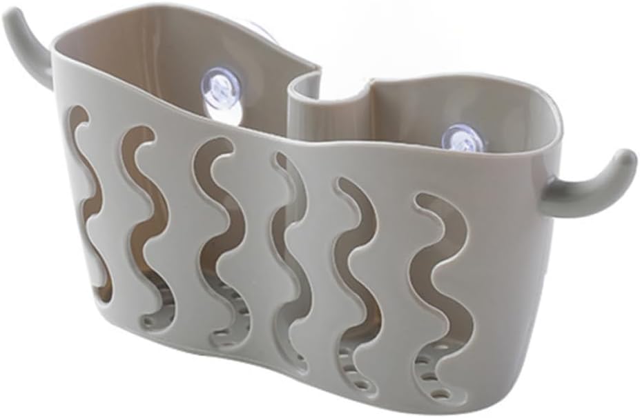 Zerodeko 4pcs Suction Cup Storage Basket for Kitchen Fruit Sponge Rack Drain Hanging Organizer Grey