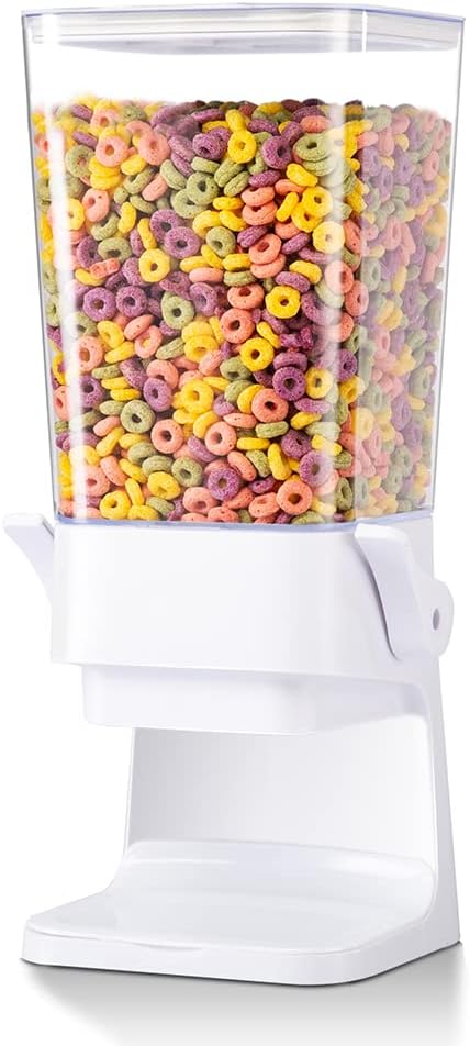 Cereal Dispenser Countertop with lids, 5L Organization and Storage Containers for Kitchen and pantry, Plastic Containers for food, Cereal, Rice, Beans, Grains, Nuts, Oatmeal, Pet food, White, 1Pc