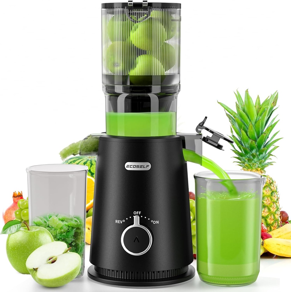 Large Feed Chute for Family Needs, Cold Press Juicer For Whole Fruits & Vegetables, Easy to Clean