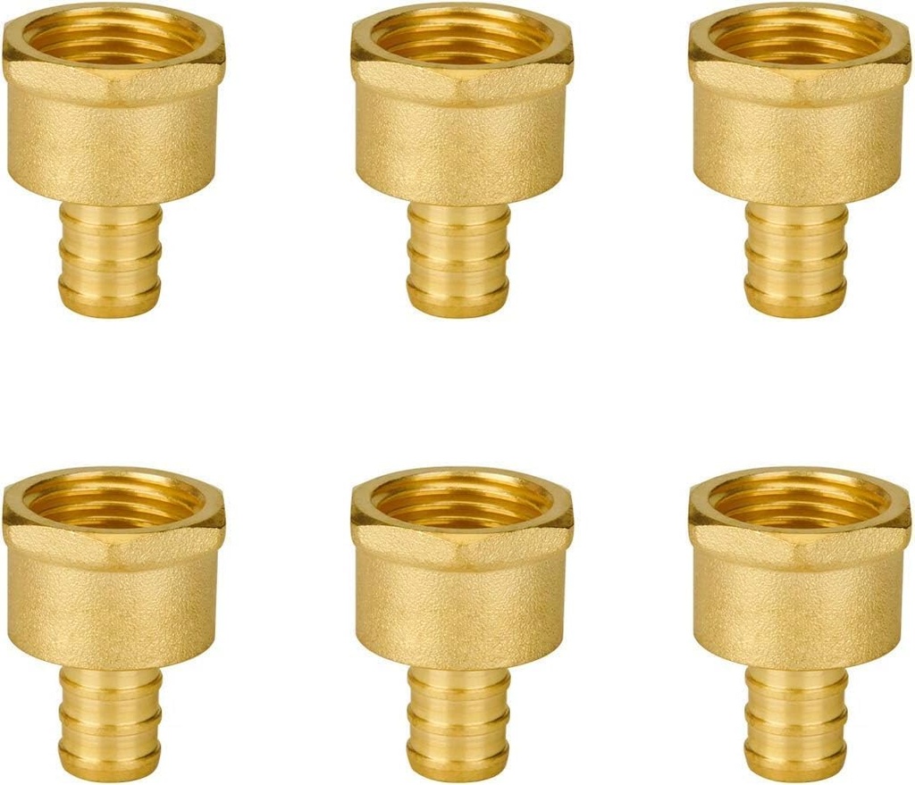 SUNGATOR 6-Pack 1/2" PEX to 1/2" Female NPT Brass Fittings, UPC Certified