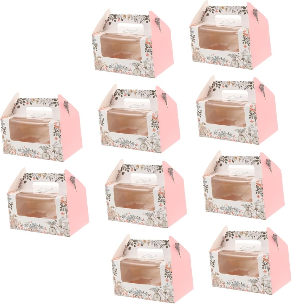 Ciieeo 10pcs Cupcake Muffin Box Window Cake Muffin Container Bulk Pack Safe Material Prevent Sliding