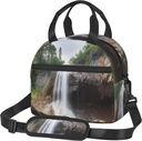 Mountain Waterfall print Lunch Bag Reusable Insulated Lunch Boxes Cooler Tote Bags For Work Office Picnic Travel
