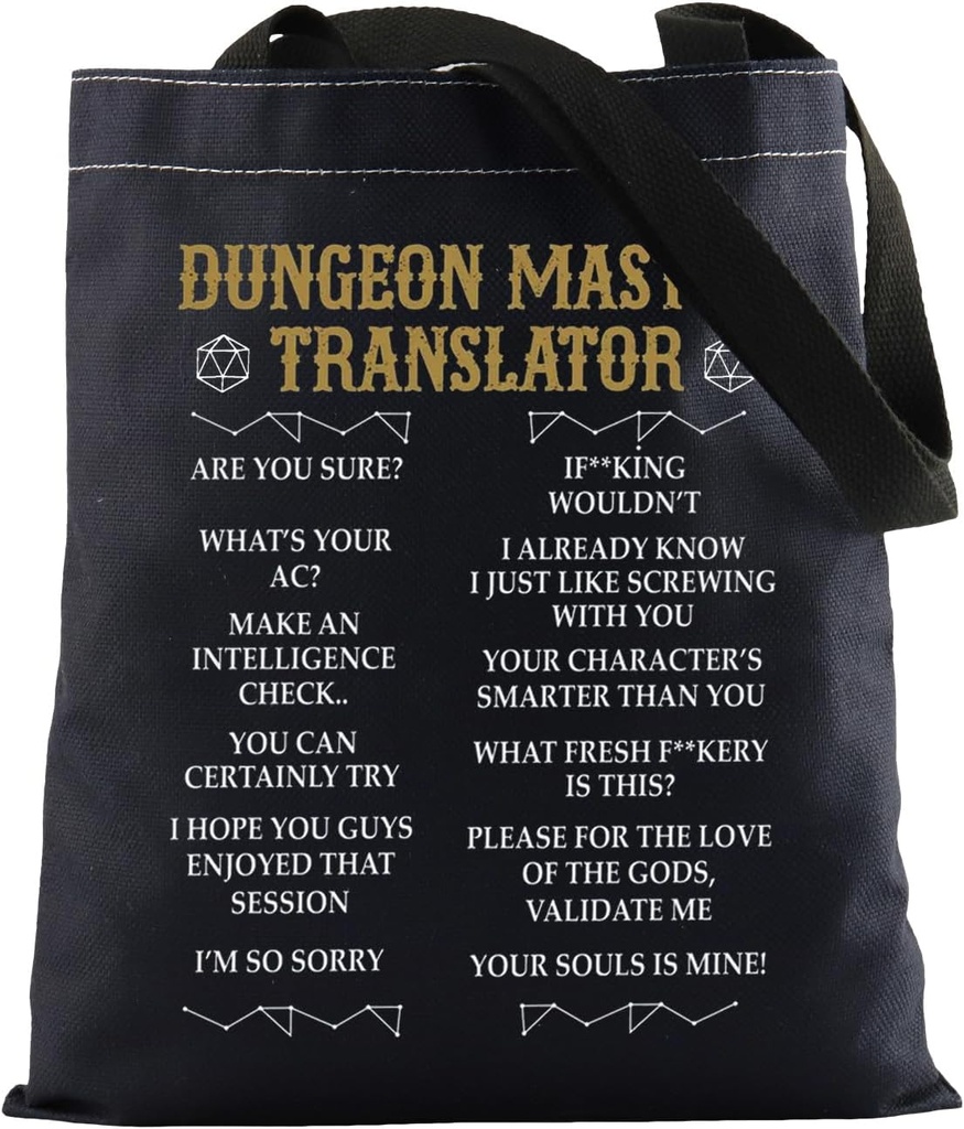 FOTAP Dungeon Master Translator Inspire Tote Bag RPG Game Gift Role Playing Gift Dungeon Master Bag of Holding Gift