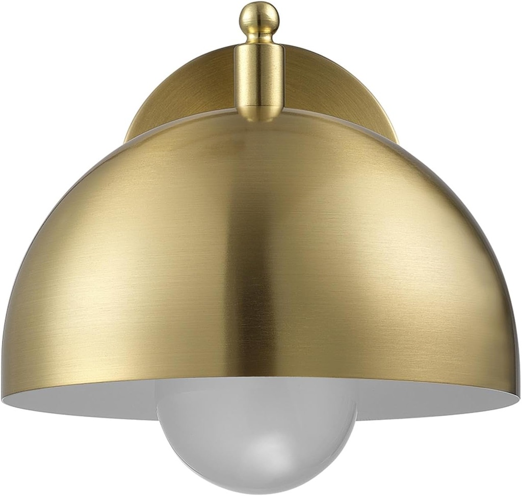 GLOBE Electric 65000048 1-Light Wall Sconce, Brushed Brass, Wall Lights for Living Room, Bedroom, Den, Mounted Bedside Lamp, Apartment Essentials, Dimmable, Lights for Apartment and Rentals