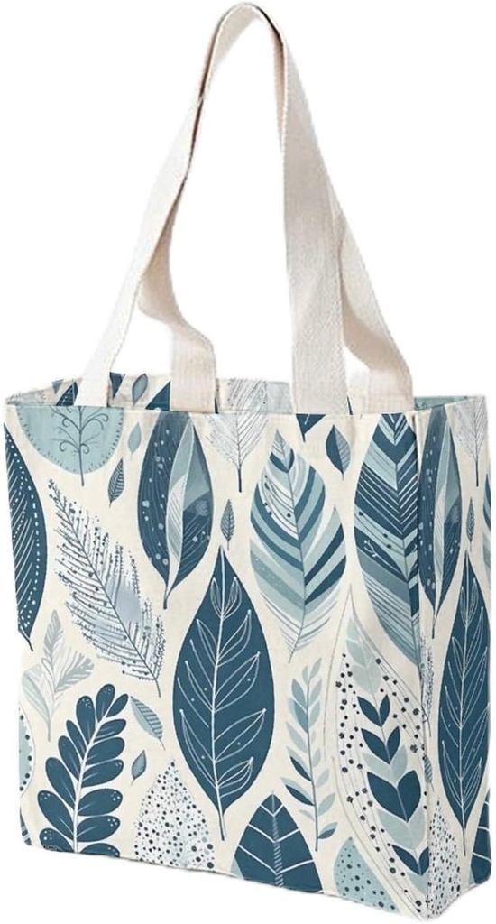 Canvas Tote Bag for Women Reusable Grocery Bag Graphics of Leaves Shopping Bags Casual Shoulder Bag Handbag