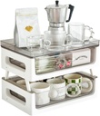 Coffee Station Organizer, 2 Tier Coffee Pod Holder, Coffee and Tea Condiment Storage Organizer, Coffee Bar Decor for Coffee Accessories Organizer, for Home Office Breakroom