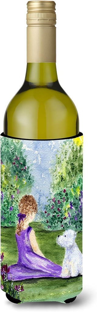 Caroline's Treasures SS8246LITERK Westie Wine Bottle Hugger Bottle Cooler Sleeve Hugger Machine Washable Collapsible Insulator Beverage Insulated Holder