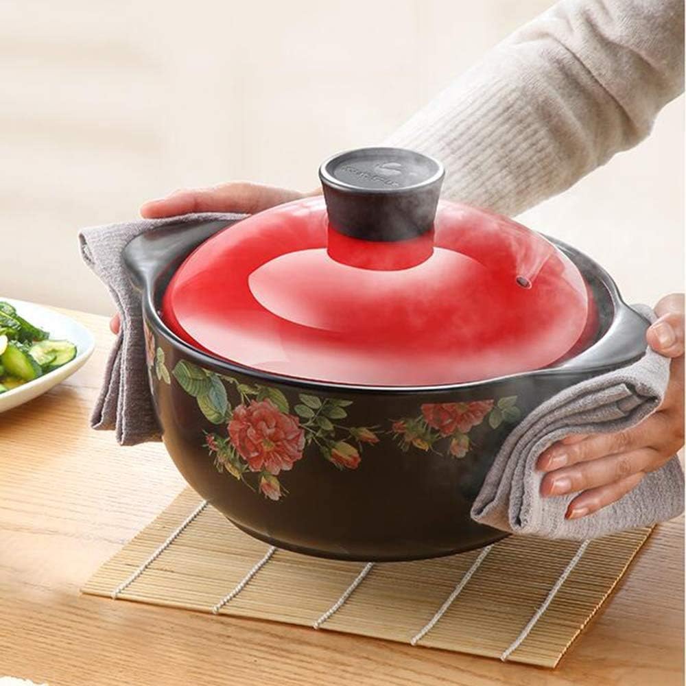 Casserole Ceramic Round Casserole with Lid,Printed Covered Casserole Dish,Delicious Slow Cooker,Heat-Resistant Stew Pot,Not-Stick Stockpot,Soup Pot,Cl