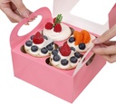 25 Pink Cupcake Boxes, 4 Count Cupcake Containers with Window and Inserts, 6.3×6.3×3 Inches Cupcake Holders for Cupcakes, Muffins, Cookies, Desserts, Pastries