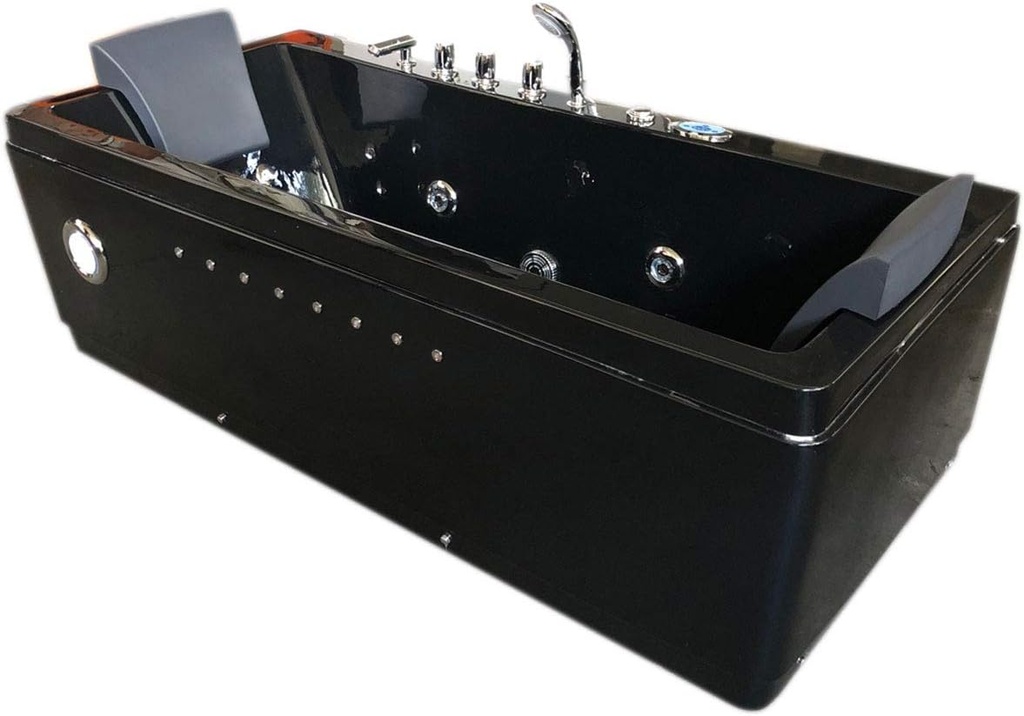 Whirlpool bathtub hydrotherapy black hot tub double pump with 20 jets MARILYN