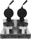 Waffle Maker Double Heads Waffle Iron Machine 2400W 110V Wafer Making Machine Stainless Steel Chaffle Maker with 180° Rotatable Handle Temperature and Time Control