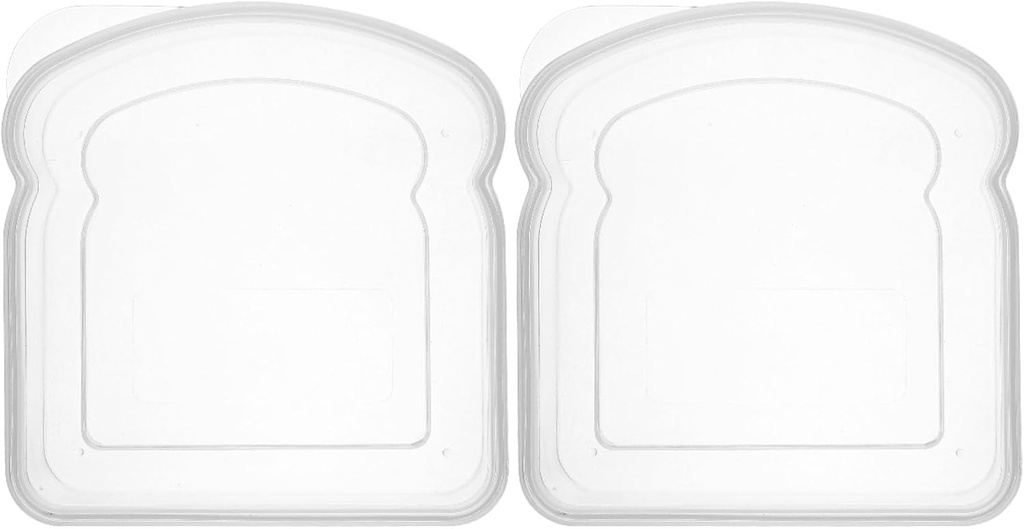 2Pcs Portable Sandwich Container Reusable Lunch Box with Airtight Lids Clear Small Food Storage Box for Office Camping Fitness
