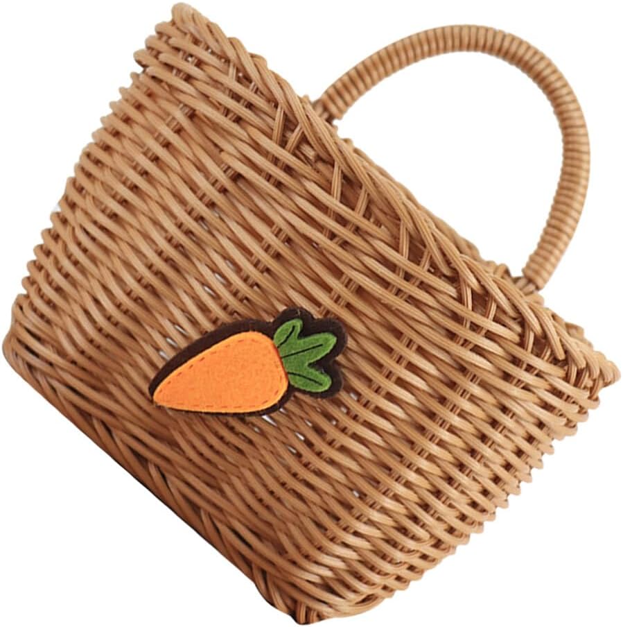 Alipis Woven Basket Wall Organizer Vintage Imitation Rattan Hanging Vegetable Storage Basket for Kitchen Bathroom Space-saving Design for Home Decor and