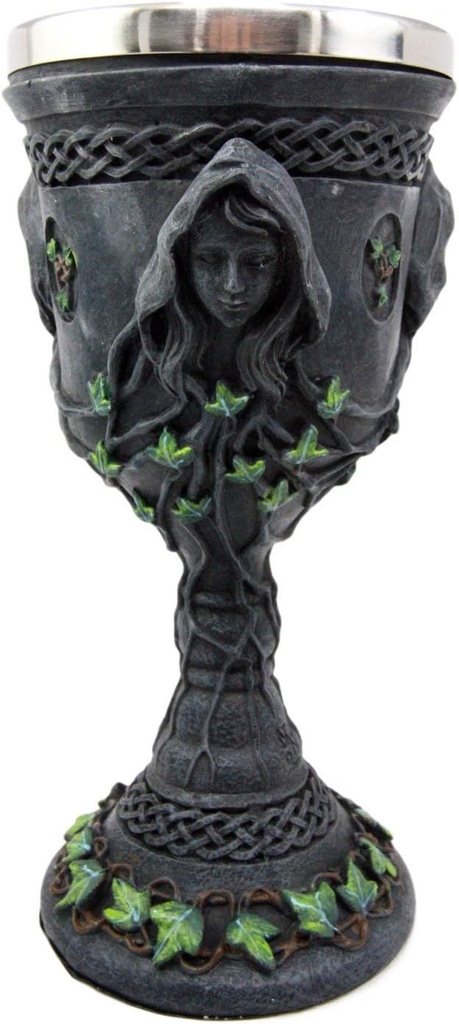 Ebros Gift Sacred Triple Goddess Wine Goblet Chalice With Stainless Steel Liner 10oz Resin Wiccan Cup Mother Maiden Crone Holy Trinity Feminine Moon Goddess Wicca Decor