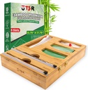 T3-R Bamboo Wrap Organizer - 6-in-1 Dispenser with Cutter for Sandwich Bags, Aluminum Foil, Wax Paper and Plastic Wrap