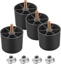 M8-1.25 Metric Thread Bolts Plastic Furniture Legs 2 Inch Black Round Tapered Sofa Feet with T-Nuts - Couch Feet Replacement - Couch Legs Set of 4