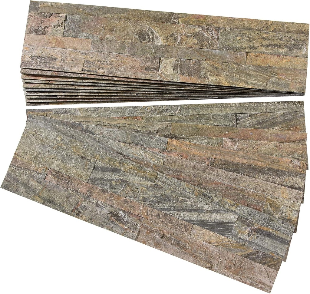 Aspect Peel and Stick Stone Overlay Kitchen Backsplash - Weathered Quartz (Approx. 15 sq ft Kit) - Easy DIY Tile Backsplash