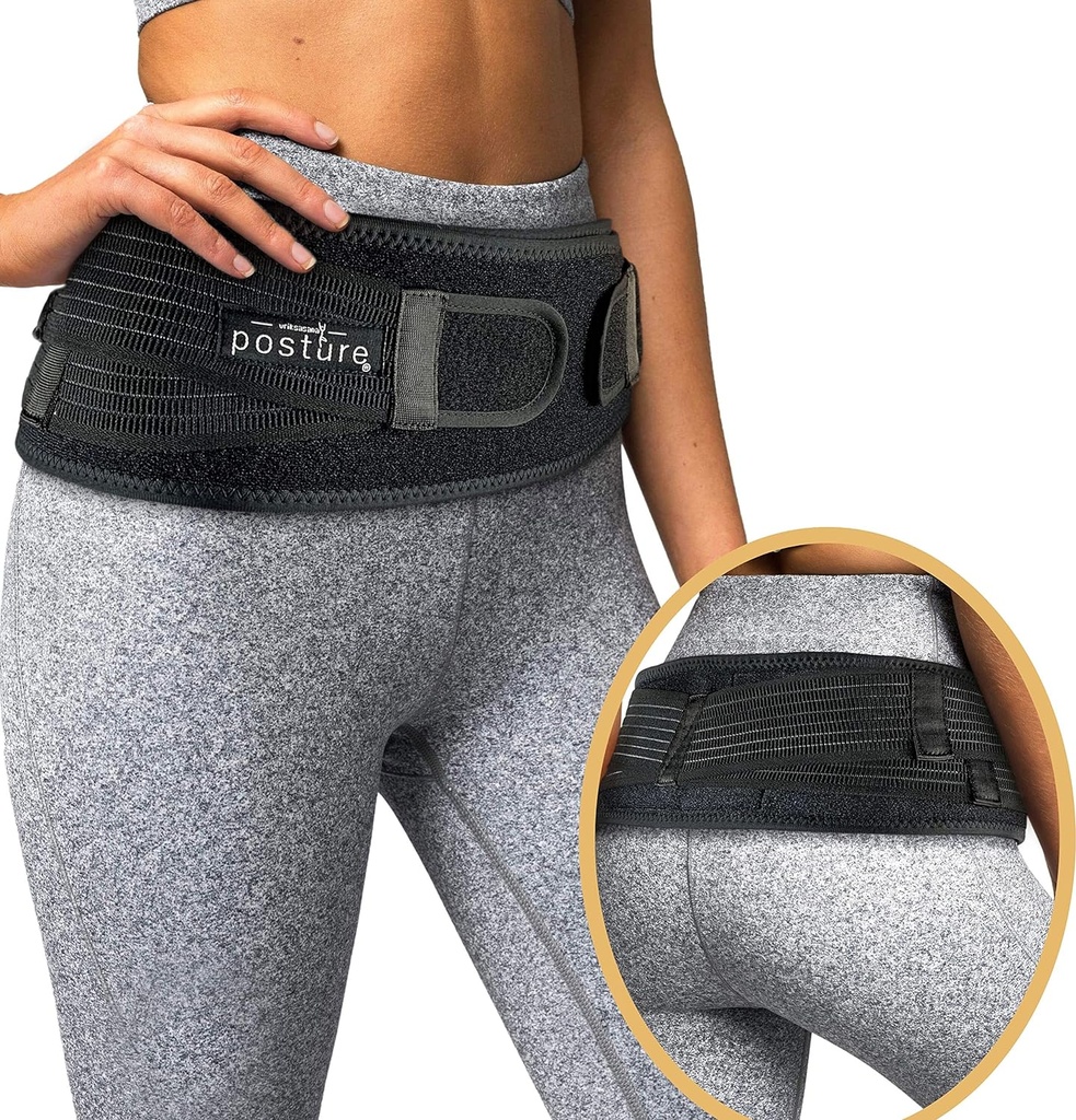 Sacroiliac Hip Belt for Women and Men That Alleviates Sciatic, Pelvic, Lower Back, Leg and Sacral Nerve Pain Caused by Si Joint Dysfunction| Trochanter Brace (Regular, Black)