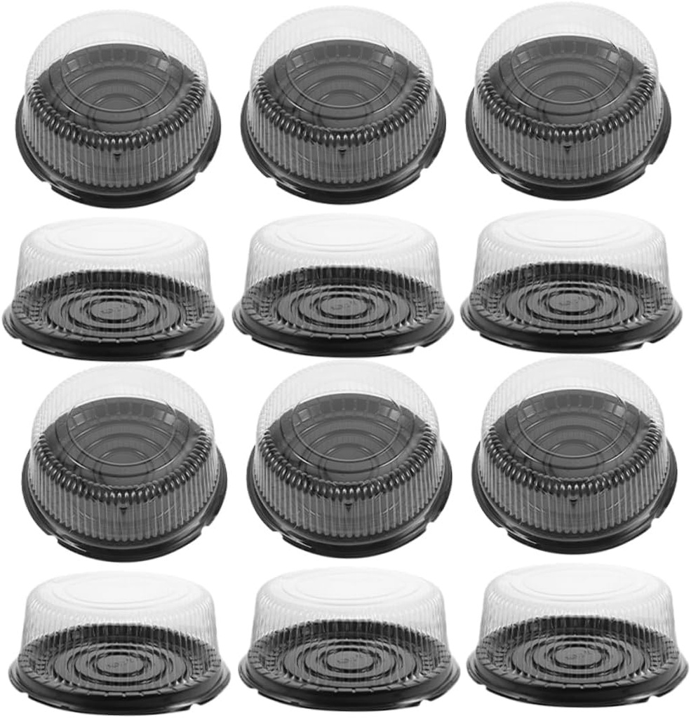 PRETYZOOM 20pcs Transparent Plastic Cake Carriers with Lids Reusable Round Dessert Display Boxes for Cupcakes and Pastries Portable Lightweight Cake Packing Holders