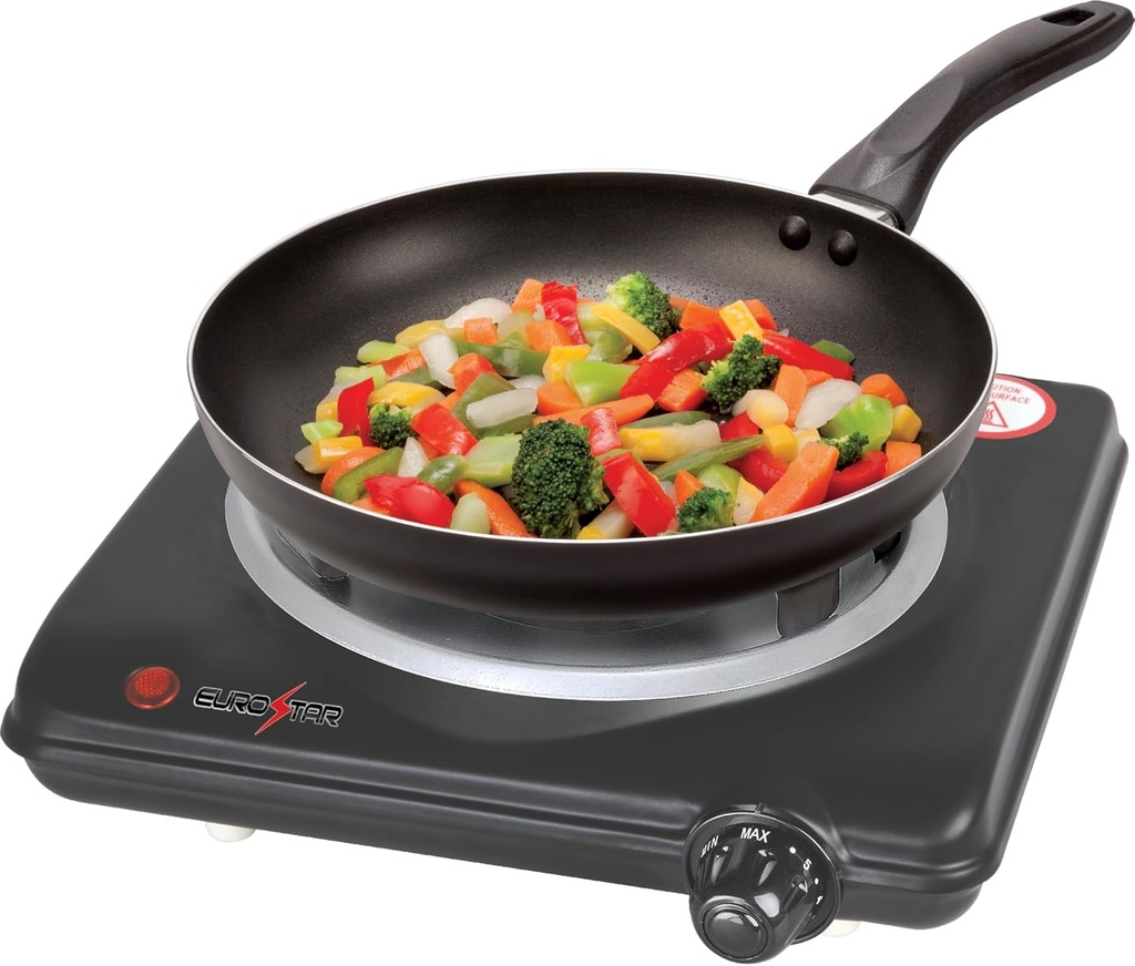 EUROSTAR ES101BK Single Burner With Spiral Plate, Black