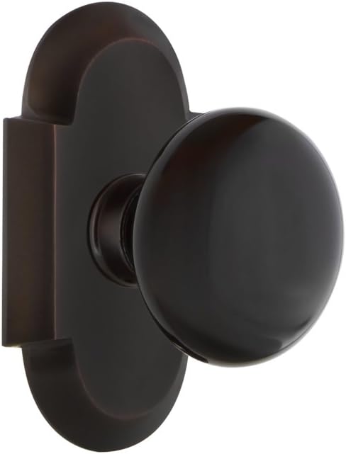 Nostalgic Warehouse Cottage Plate Privacy Black Porcelain Door Knob in Timeless Bronze