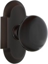 Nostalgic Warehouse Cottage Plate Privacy Black Porcelain Door Knob in Timeless Bronze